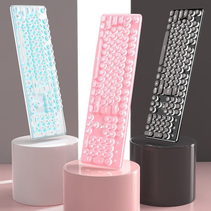 Discover the Magic of the Pink Girls' Mechanical Touch Wired Punk Keyboard and Mouse Set
